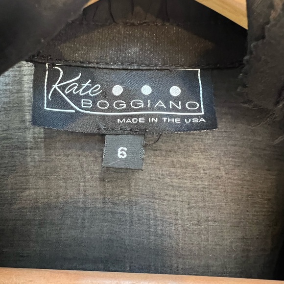 Kate Boggiano Dramatic Ruffle Stand Collar semi-sheer shirt size 6 - Picture 4 of 9